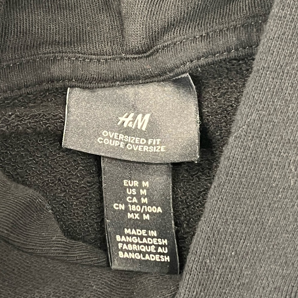 H&M Just For The Record Oversized Graphic Hoodie Black Unisex Men’s M - Picture 4 of 6
